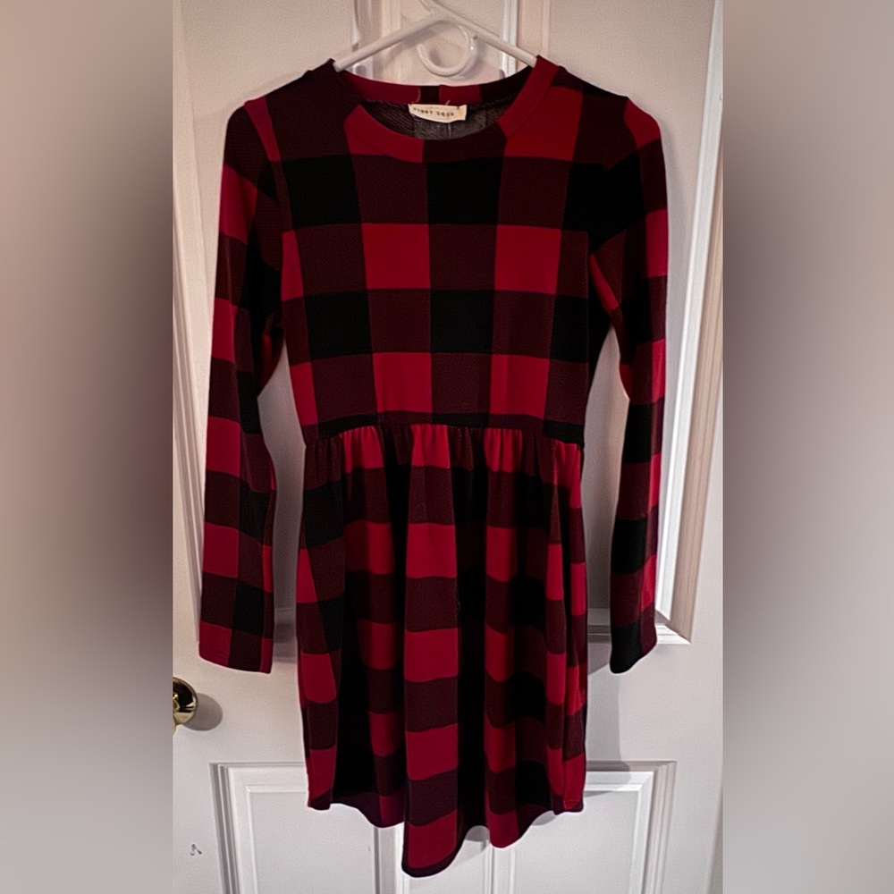 Long Sleeve Red and Black Checkered Dress- NWT- Small-UOI Boutique